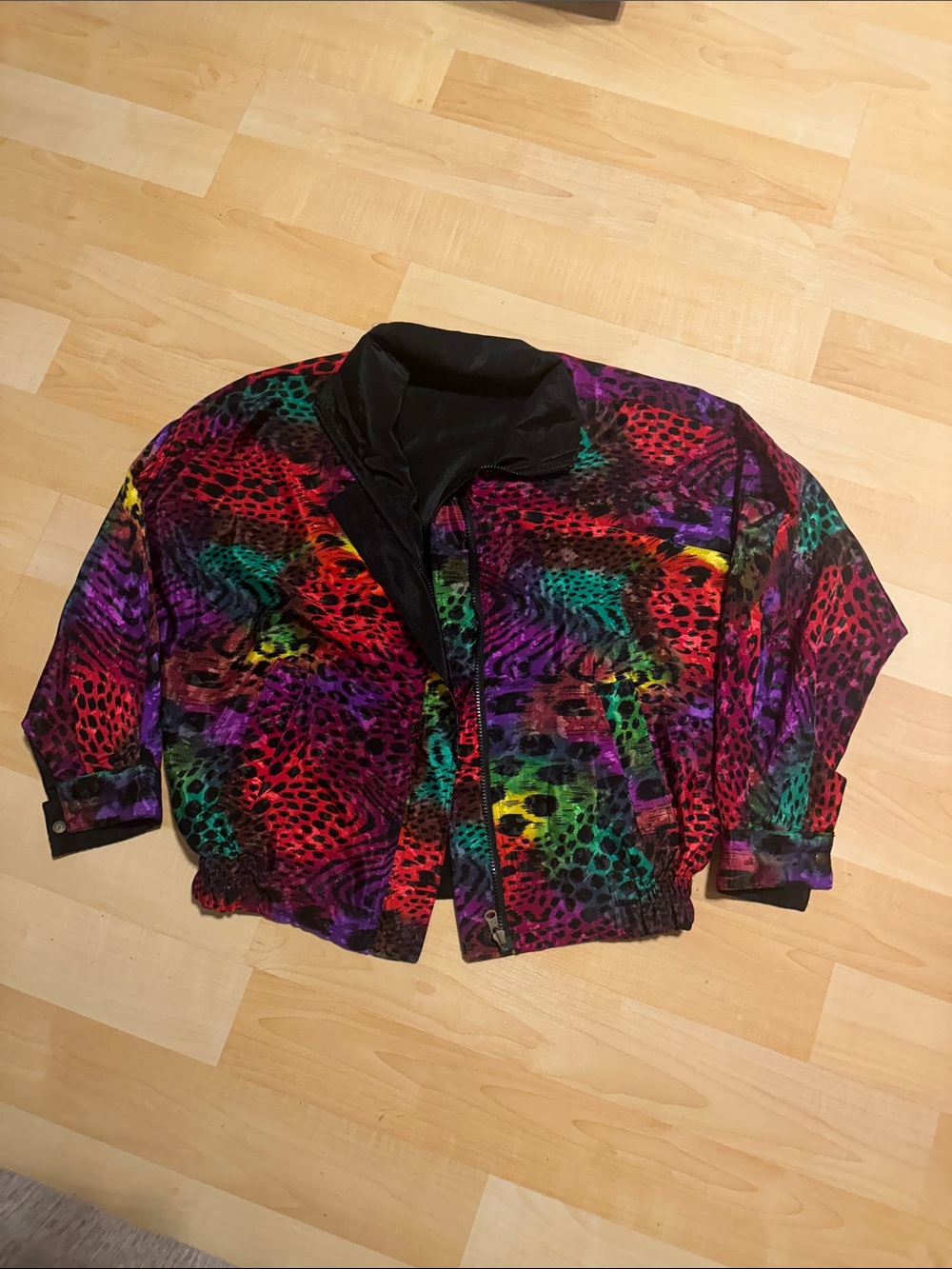 Vibrant Multicolor Women's reversible Bomber Jacket - Bold Animal Print